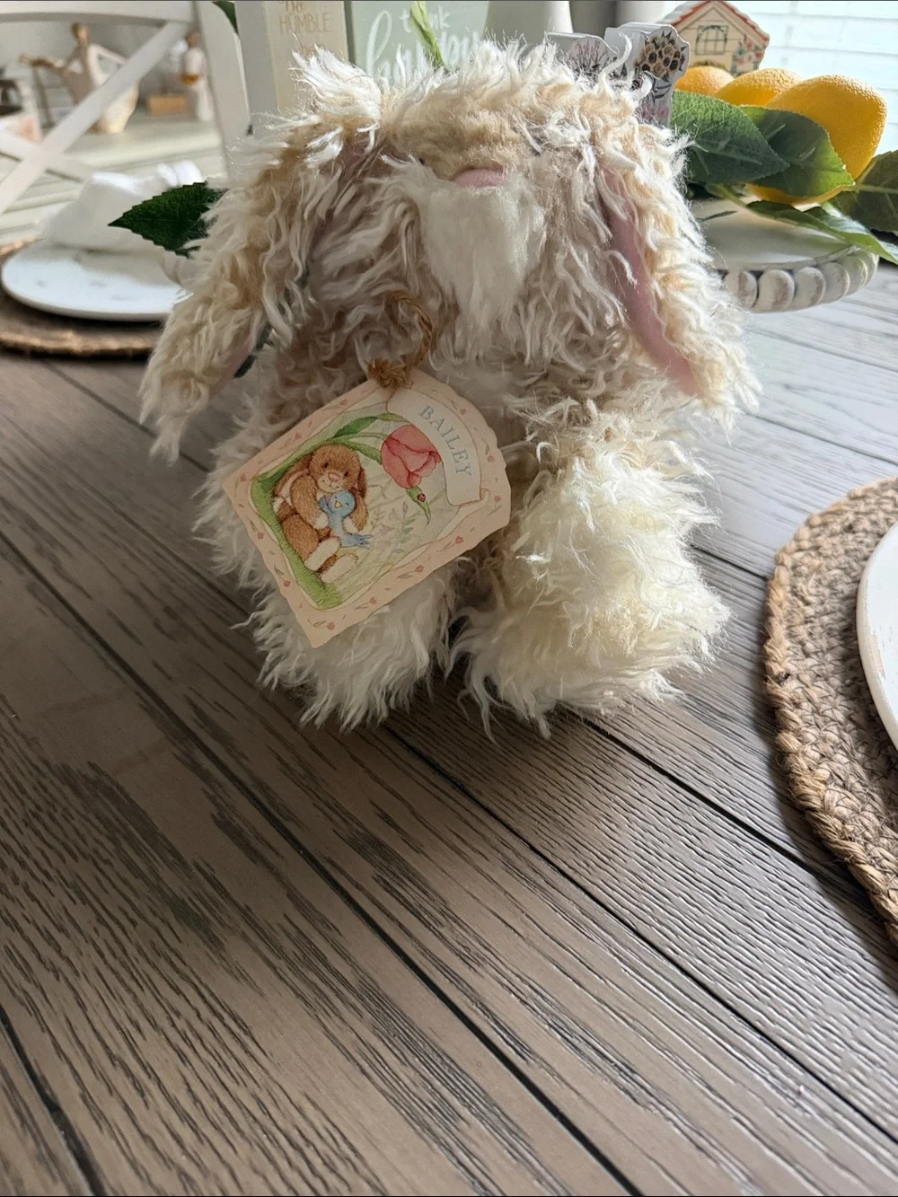 Hallmark Cream & Pink Floppy-Eared Plush Bunny for Small Pets